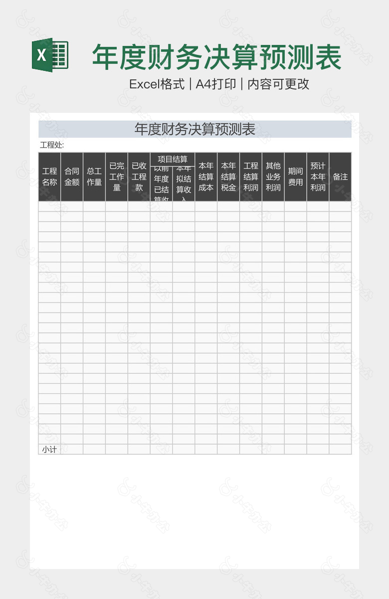 年度财务决算预测表