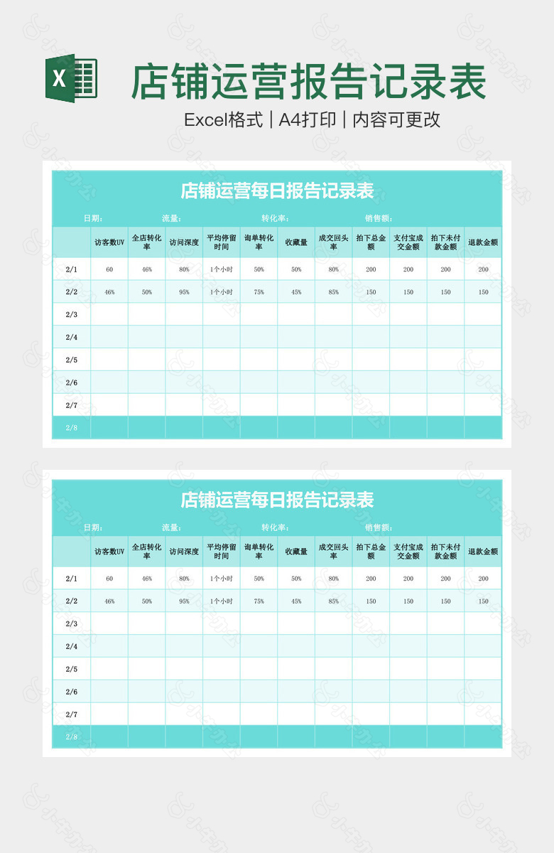 店铺运营报告记录表