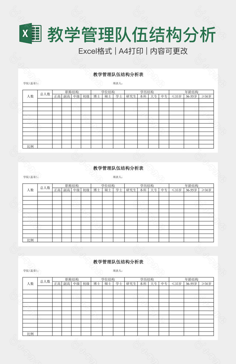 教学管理队伍结构分析表