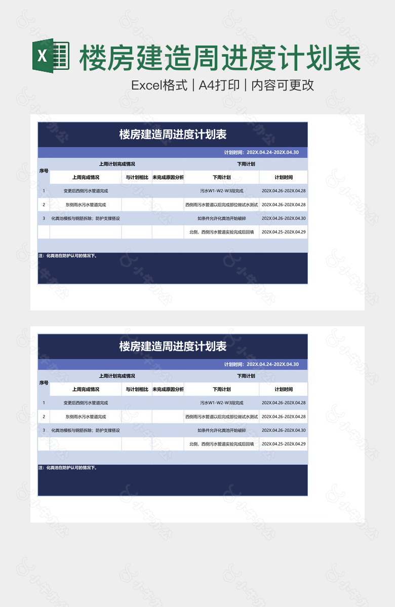 楼房建造周进度计划表