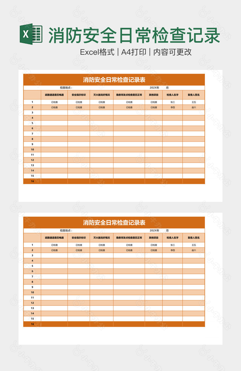 消防安全日常检查记录表