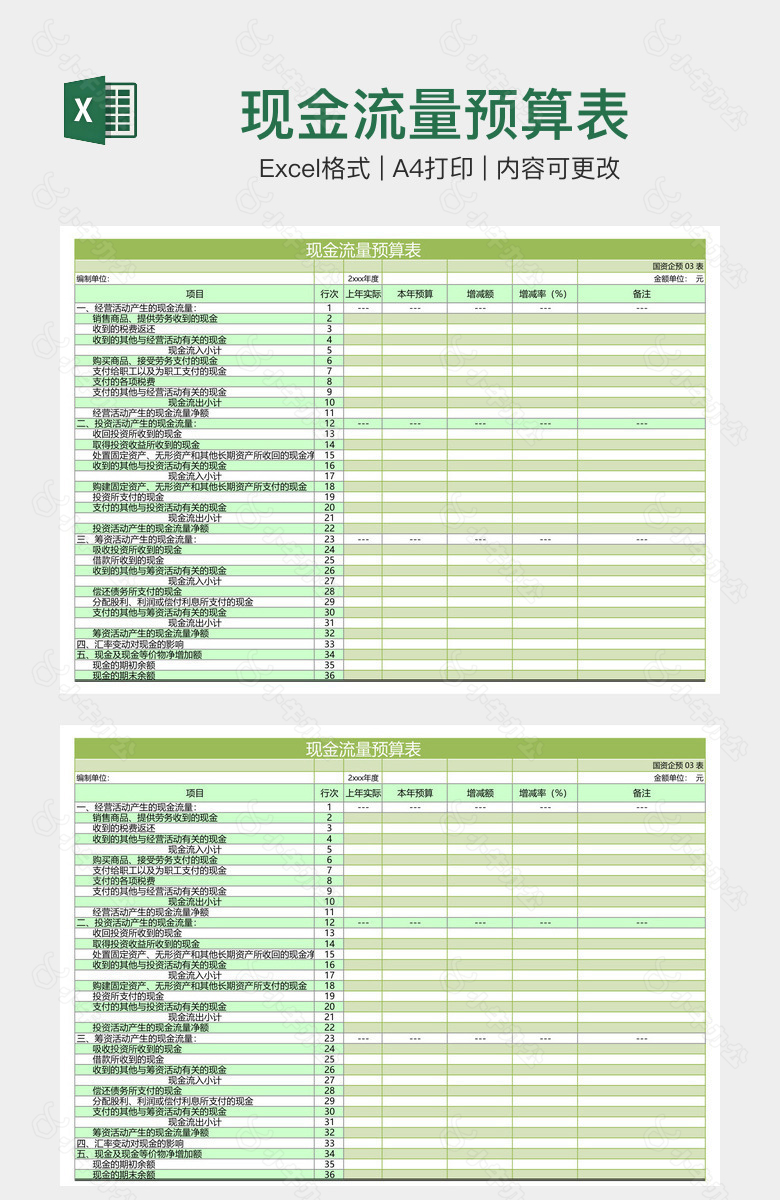 现金流量预算表