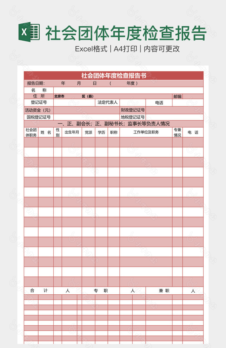 社会团体年度检查报告书