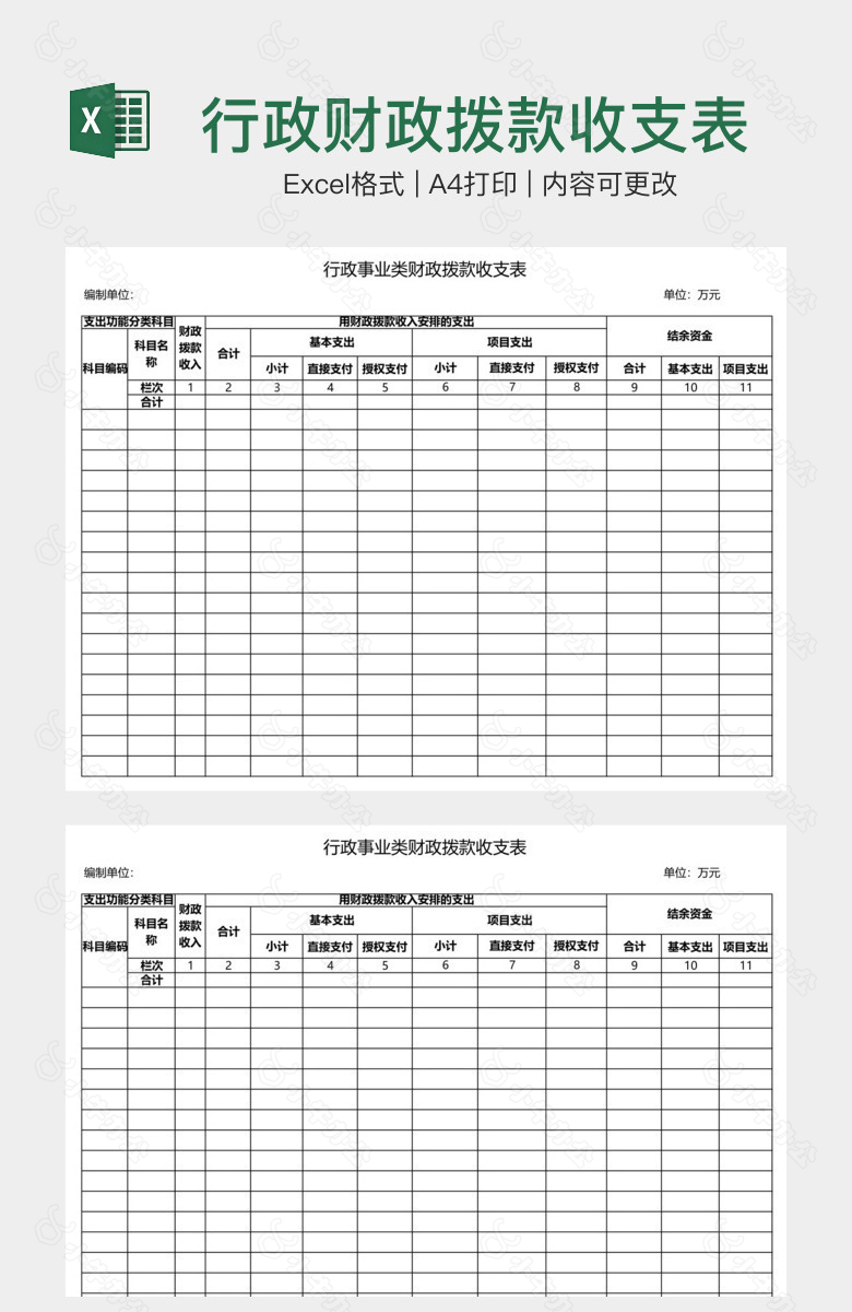 行政财政拨款收支表