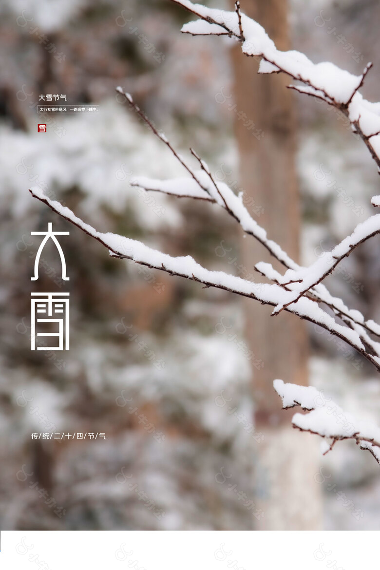 大雪节气简约意境海报