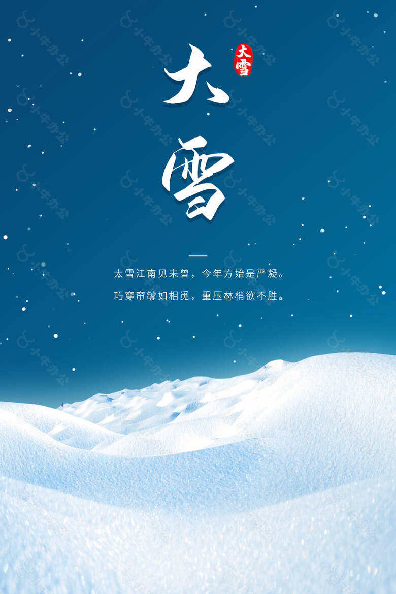 简约大气清冷质感传统二十四节气大雪海报