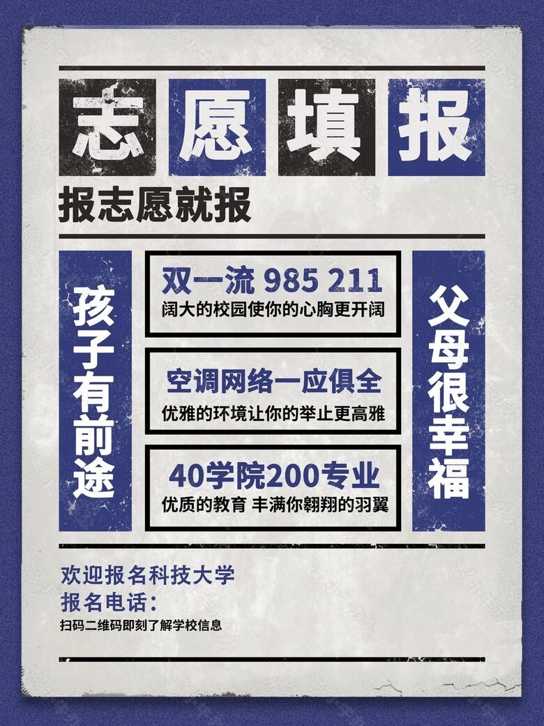 志愿填报经典报刊风创意宣传海报