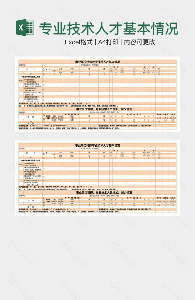 专业技术人才基本情况表
