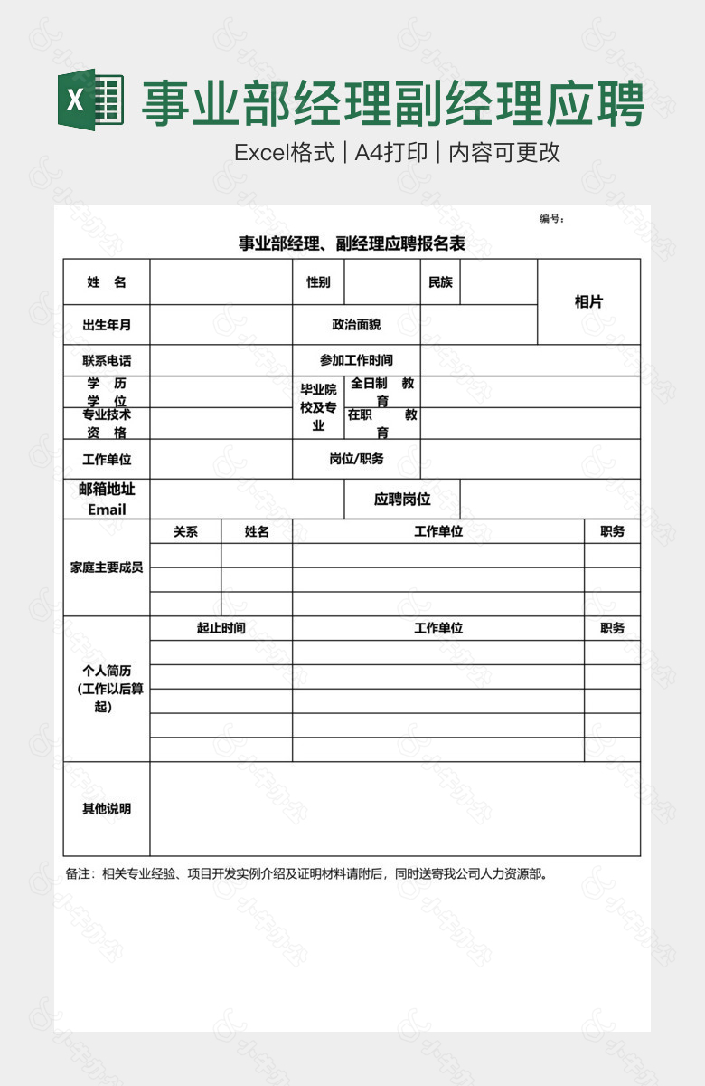 事业部经理副经理应聘报名