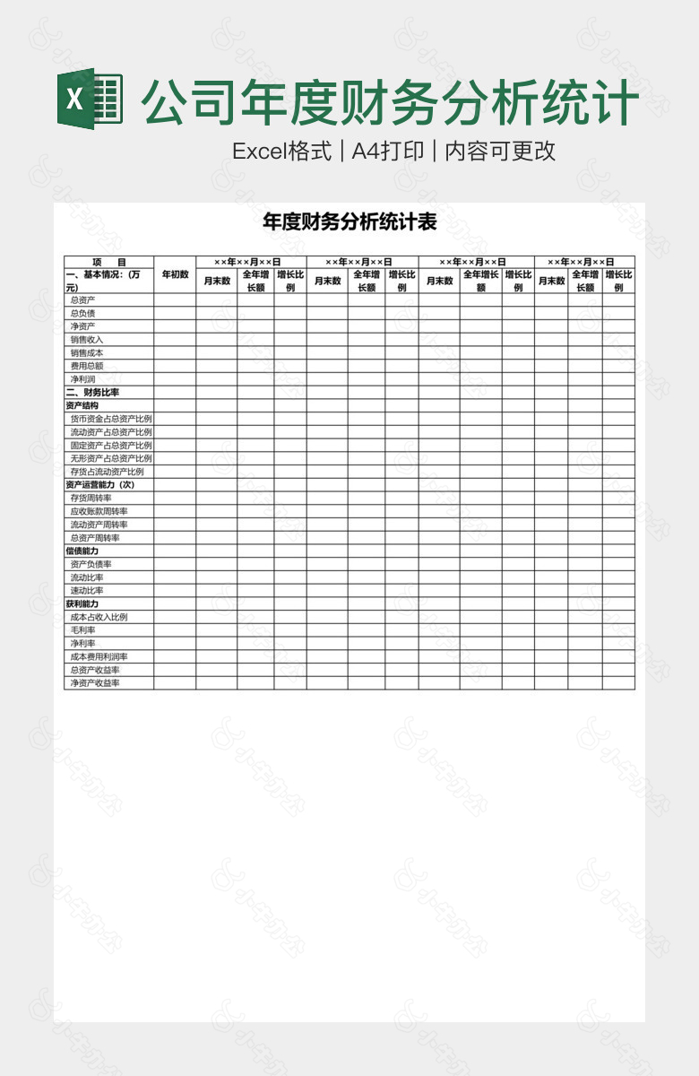 公司年度财务分析统计表