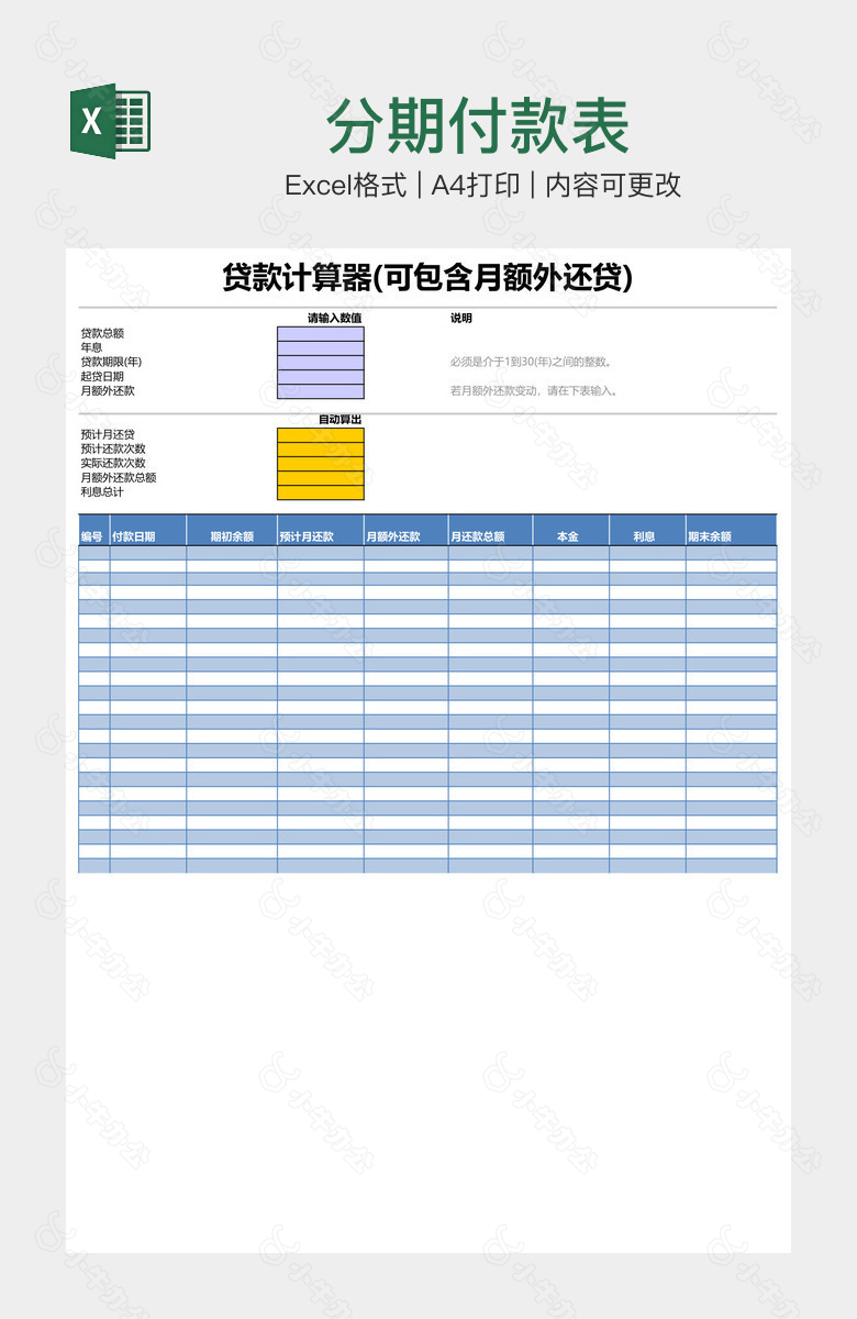 分期付款表