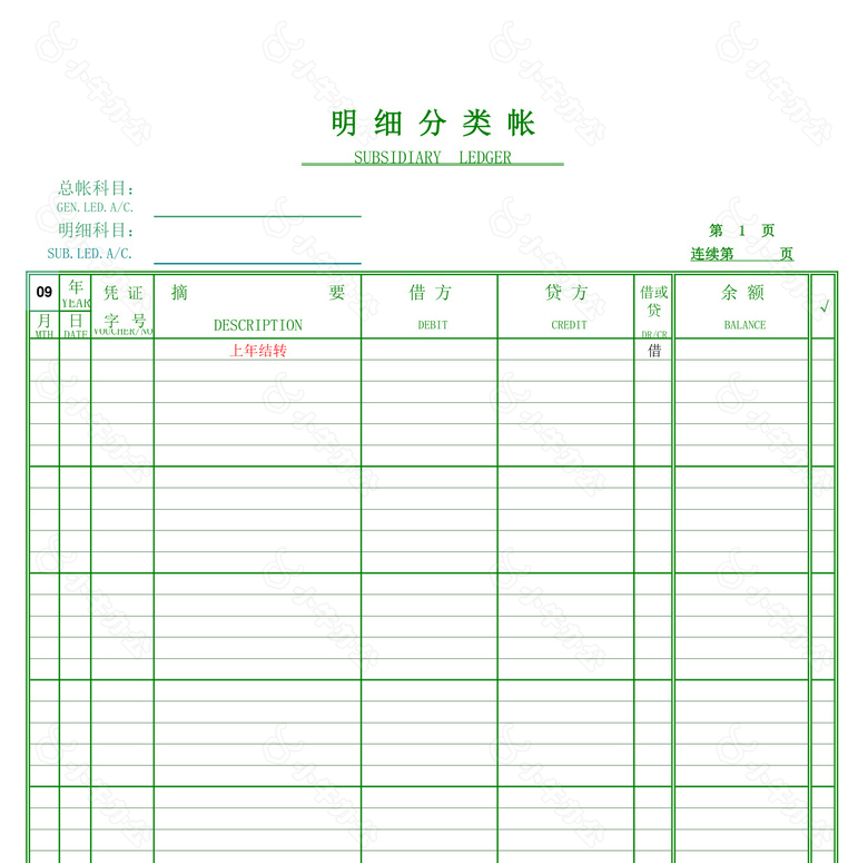 原材料明细分账进销存物资明细账页no.2