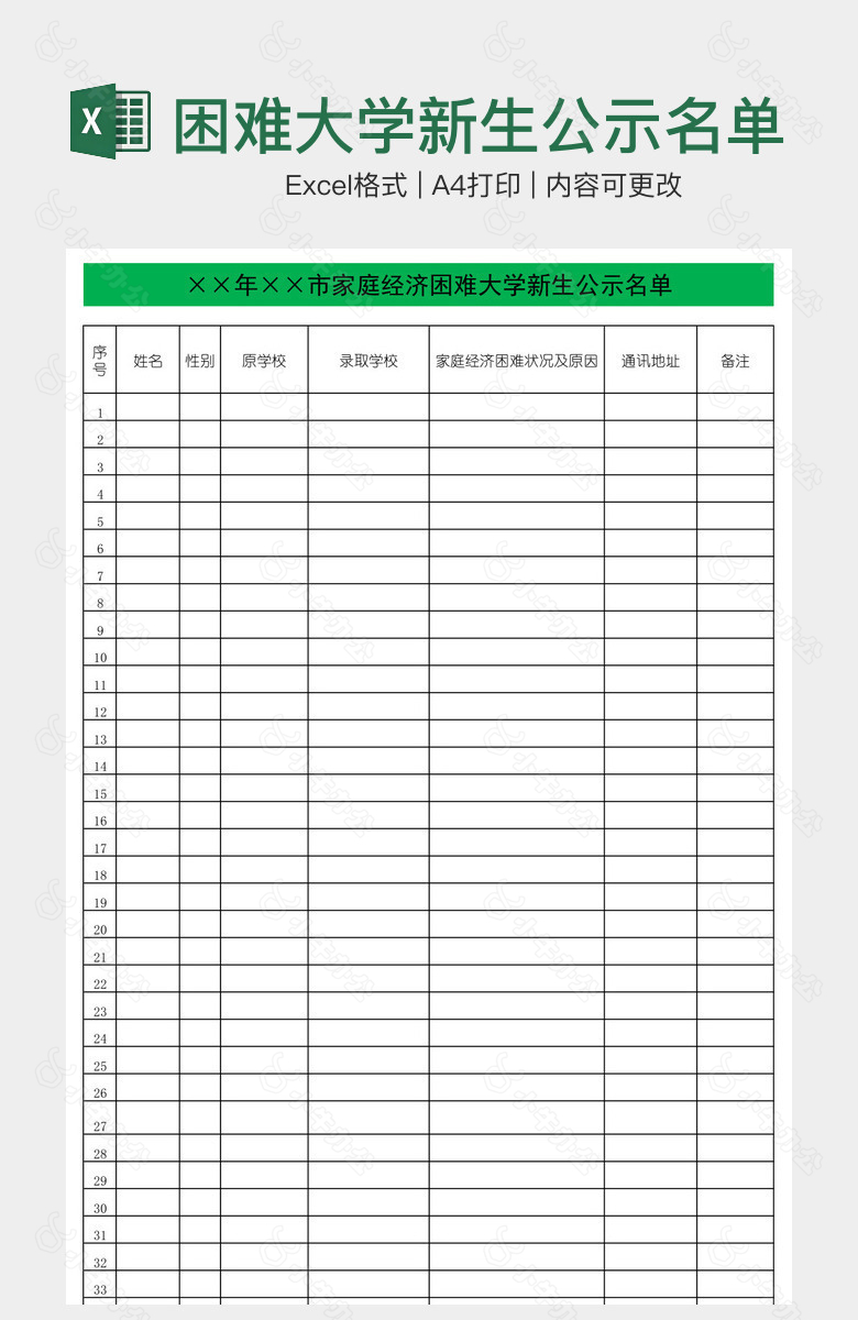 困难大学新生公示名单