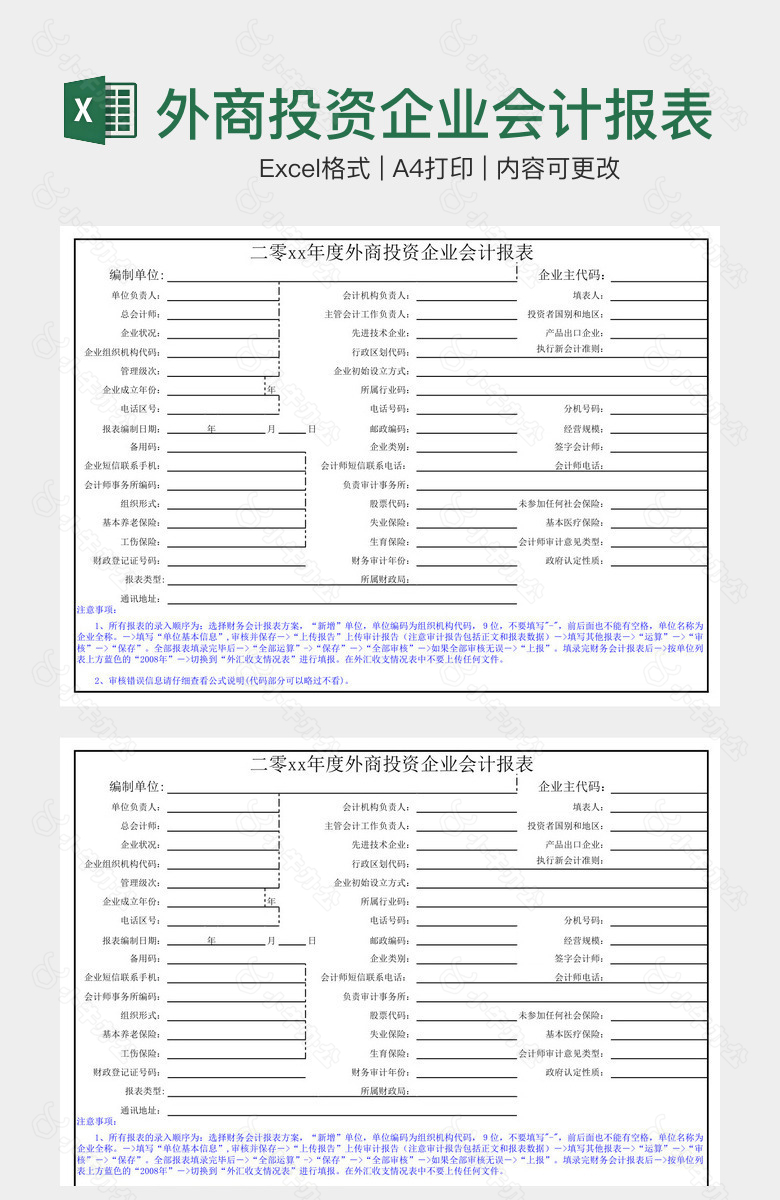 外商投资企业会计报表