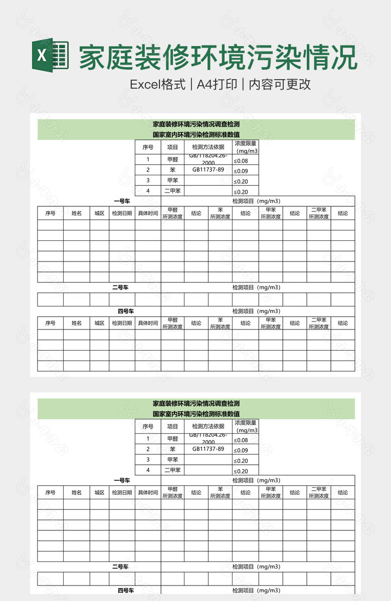 家庭装修环境污染情况调查检测