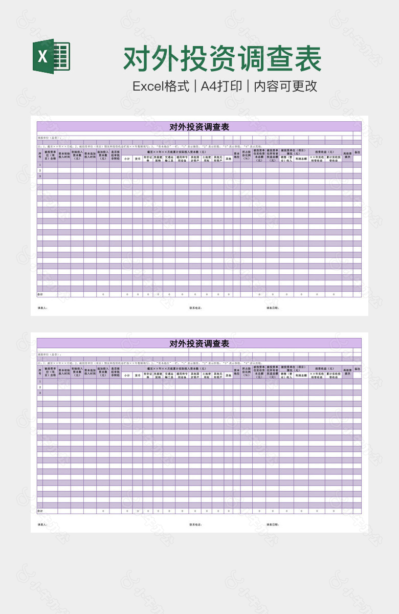 对外投资调查表