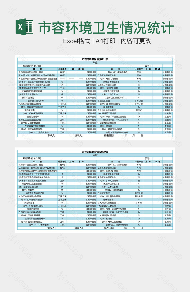 市容环境卫生情况统计表