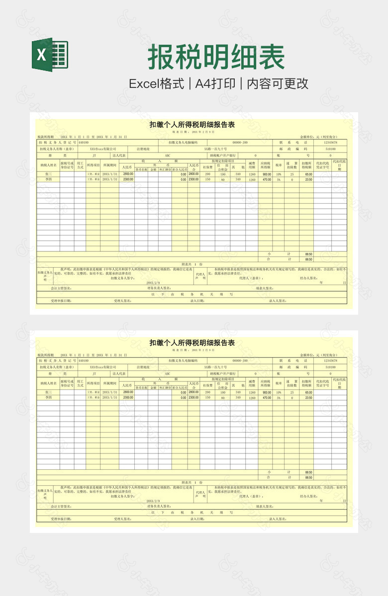 报税明细表