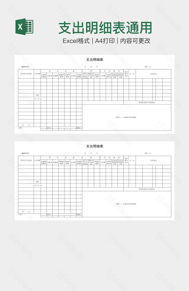 支出明细表通用