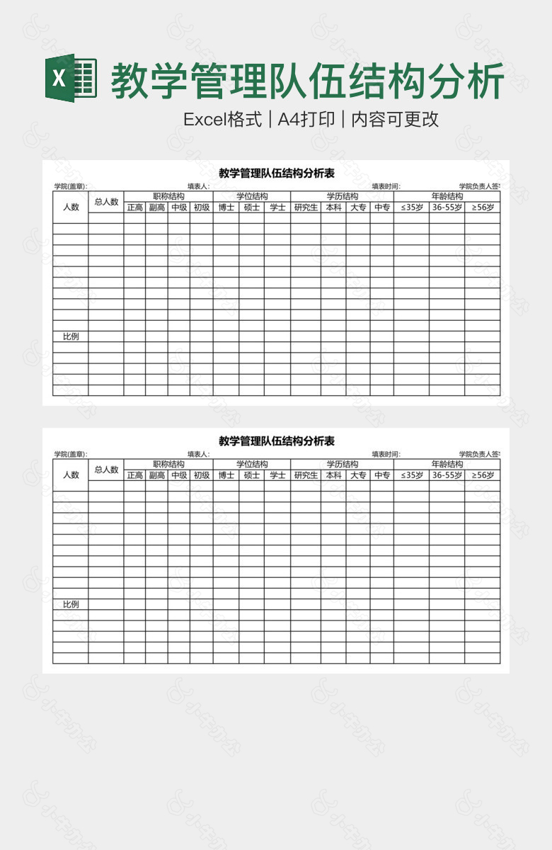 教学管理队伍结构分析表
