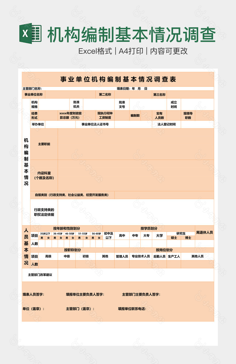 机构编制基本情况调查表