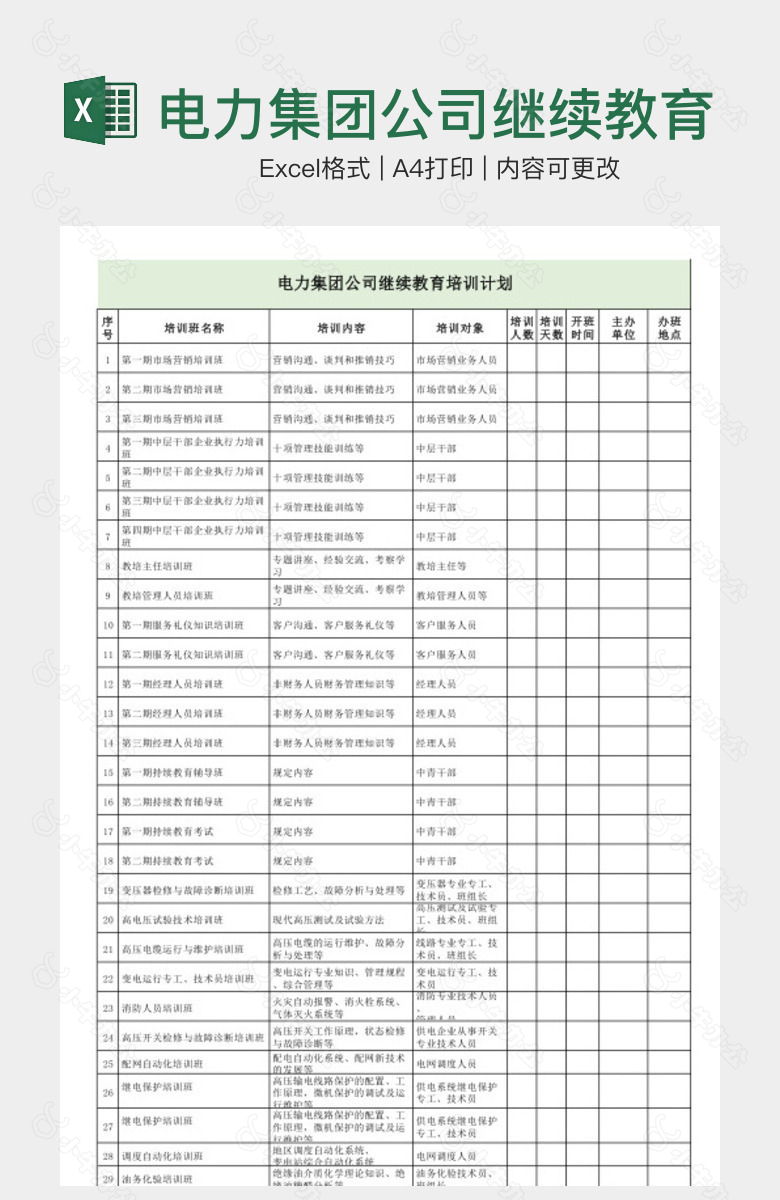 电力集团公司继续教育培训计划