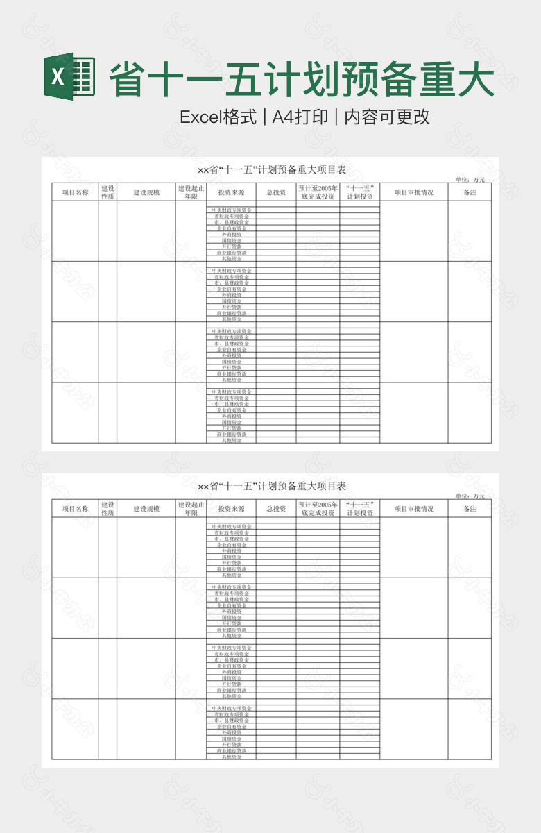 省十一五计划预备重大项目表