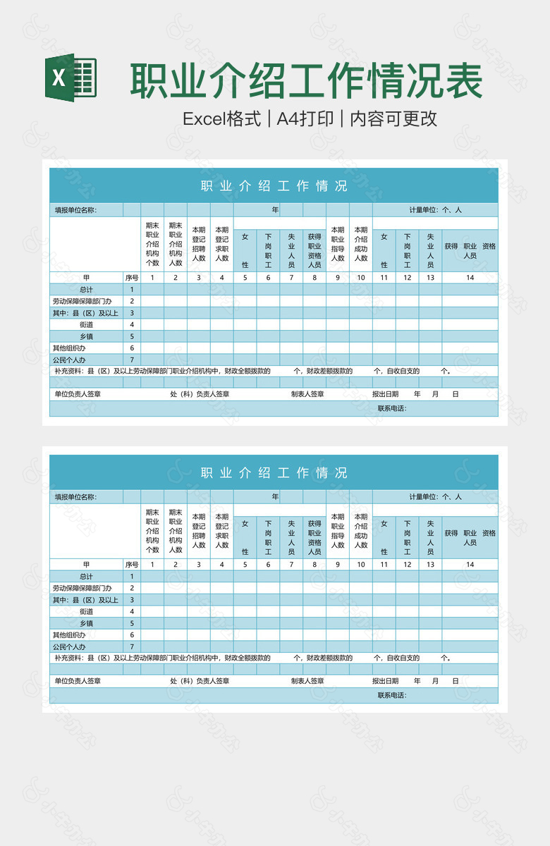 职业介绍工作情况表