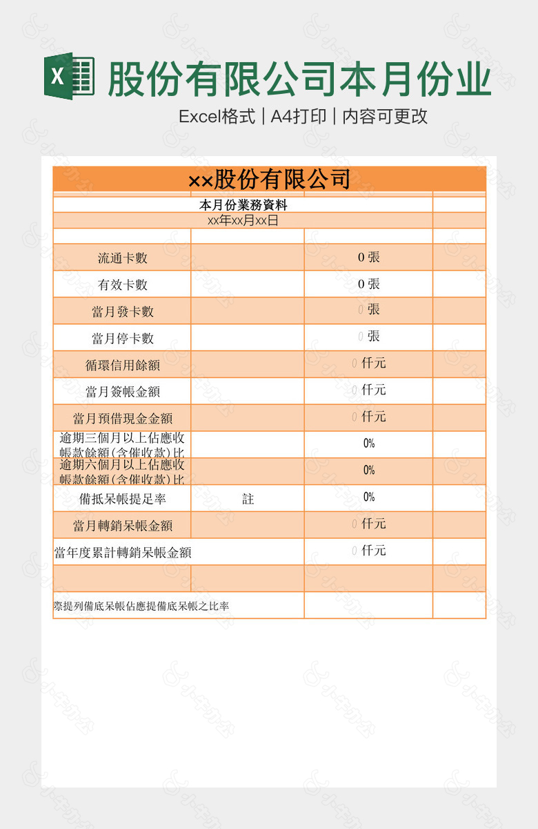 股份有限公司本月份业务资料