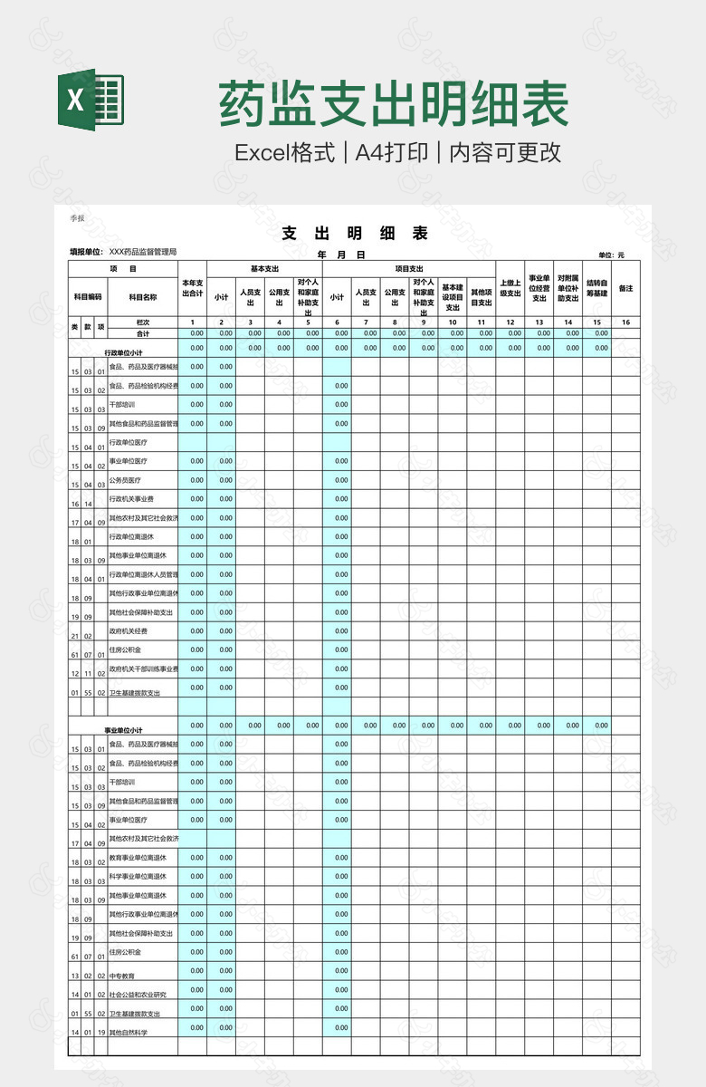 药监支出明细表