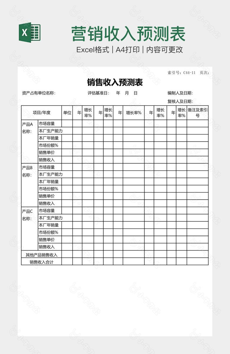 营销收入预测表