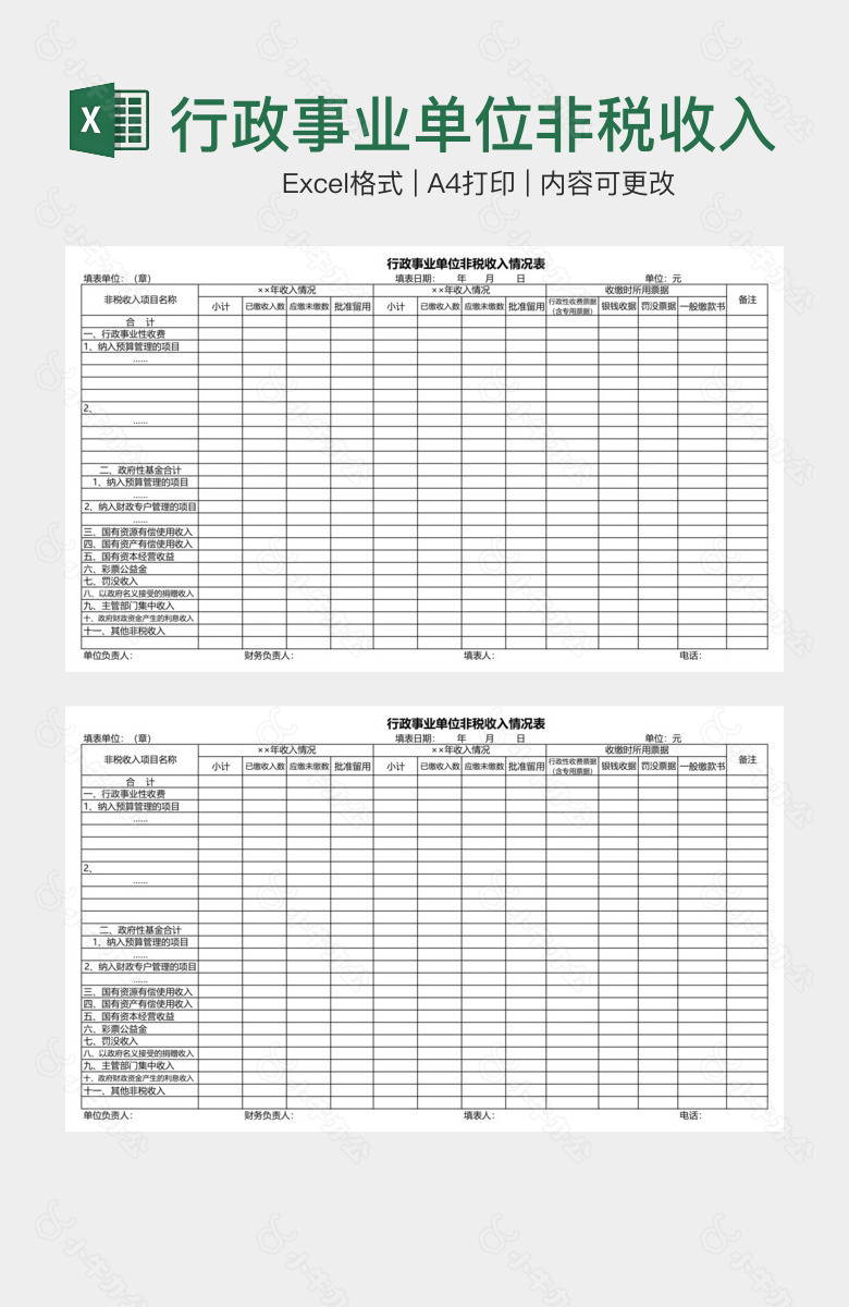 行政事业单位非税收入情况表