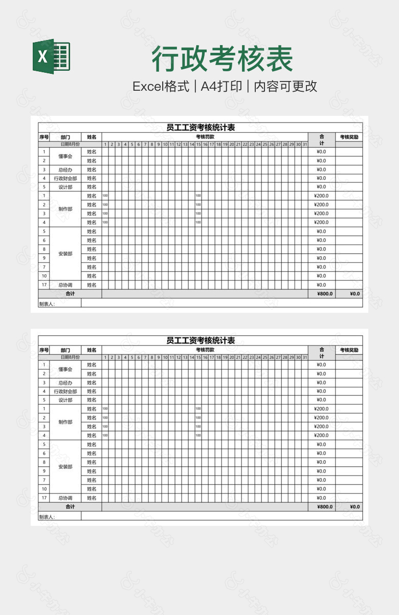 行政考核表