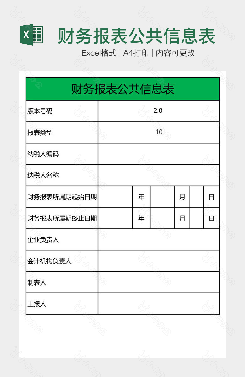 财务报表公共信息表