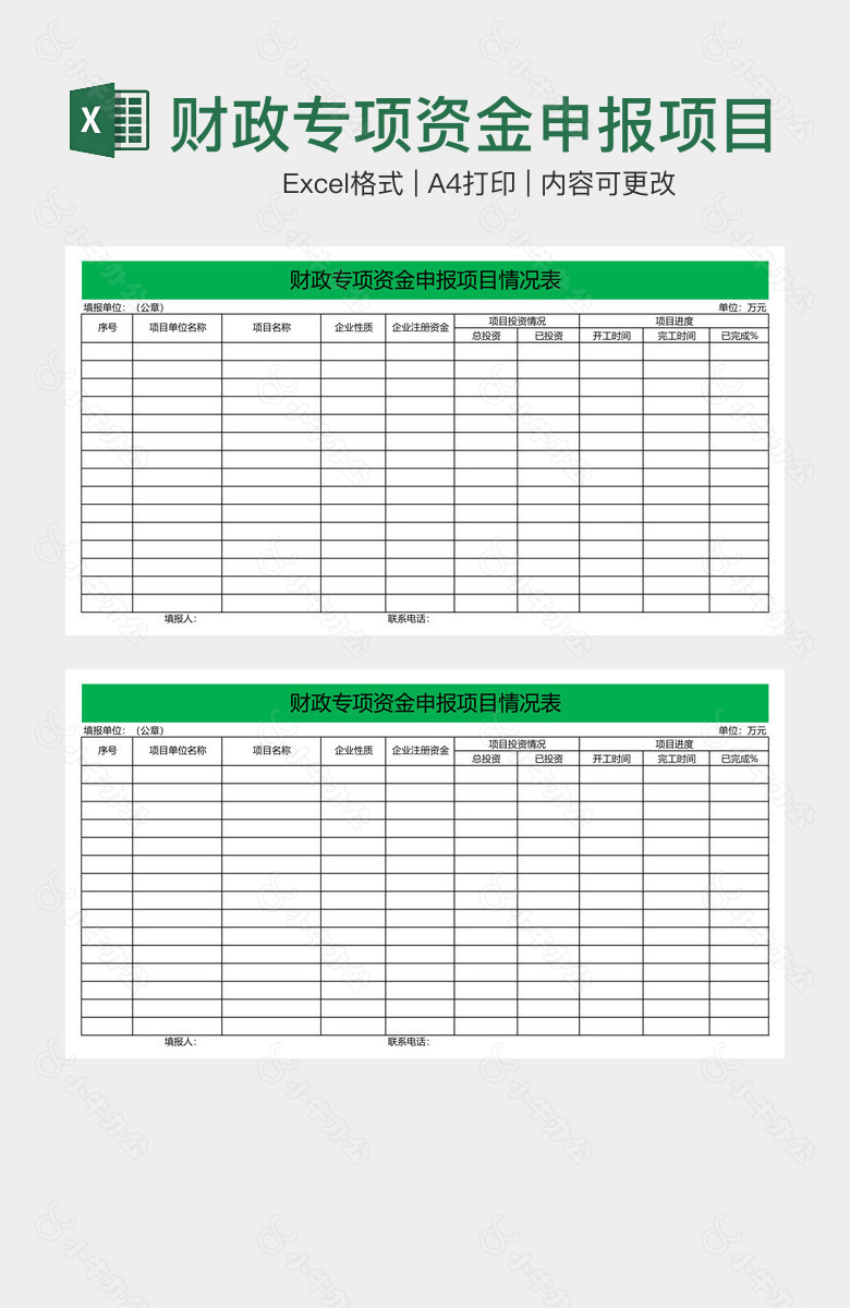 财政专项资金申报项目情况表
