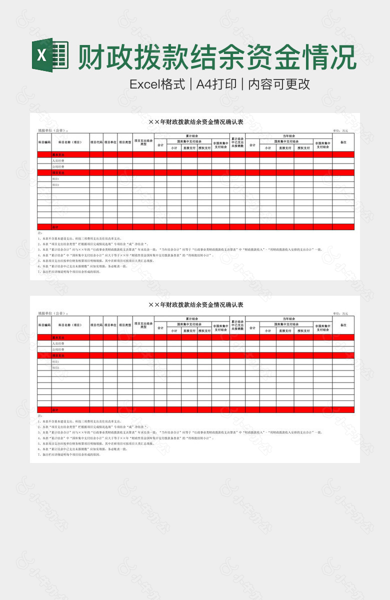 财政拨款结余资金情况确认表