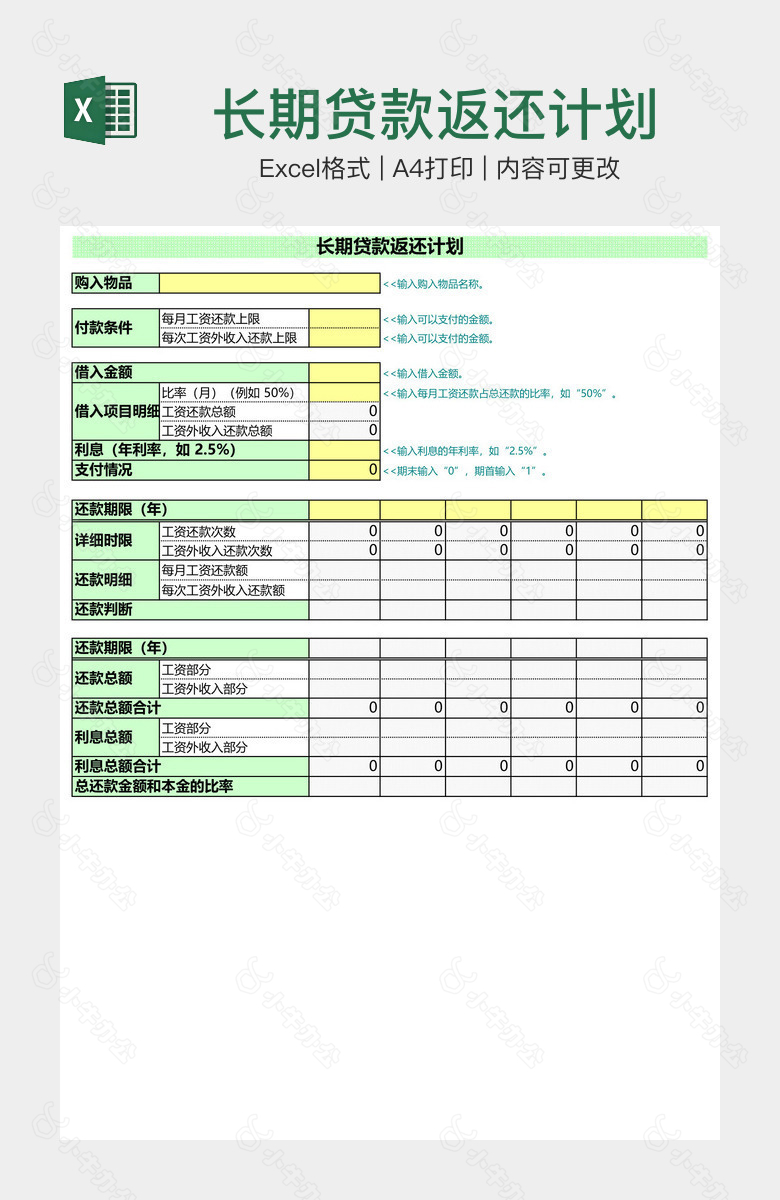 长期贷款返还计划