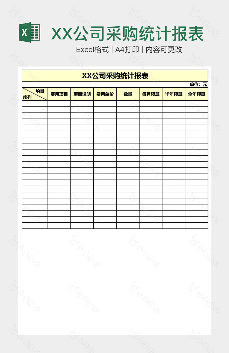 XX公司采购统计报表