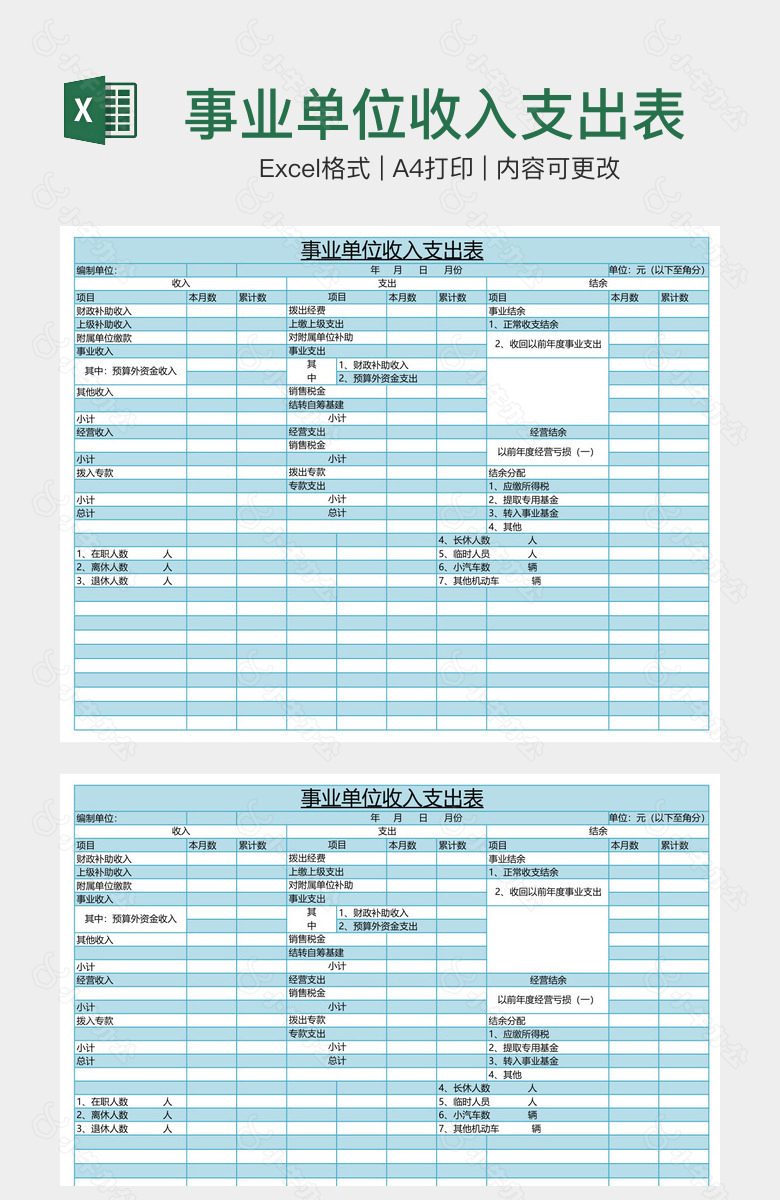 事业单位收入支出表