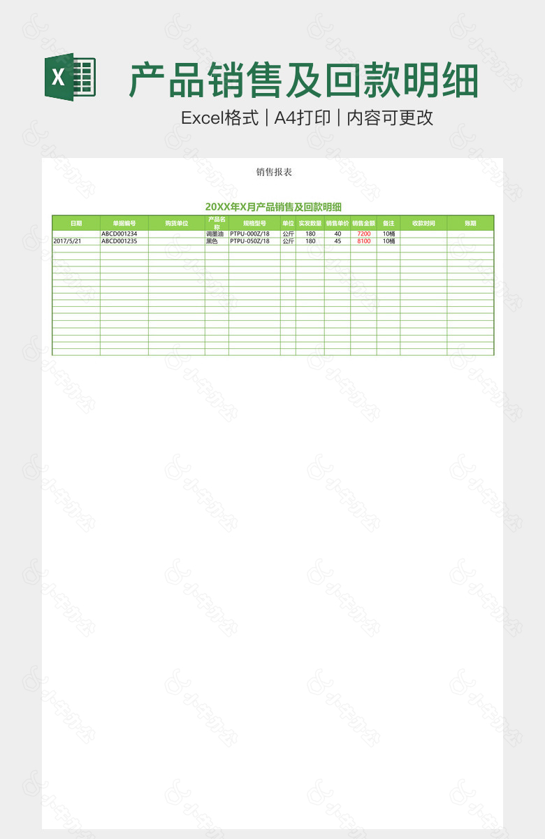 产品销售及回款明细