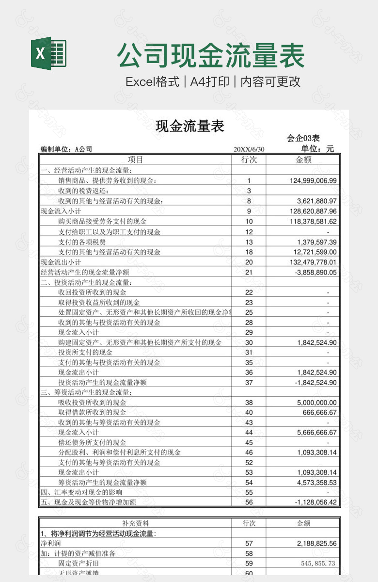 公司现金流量表