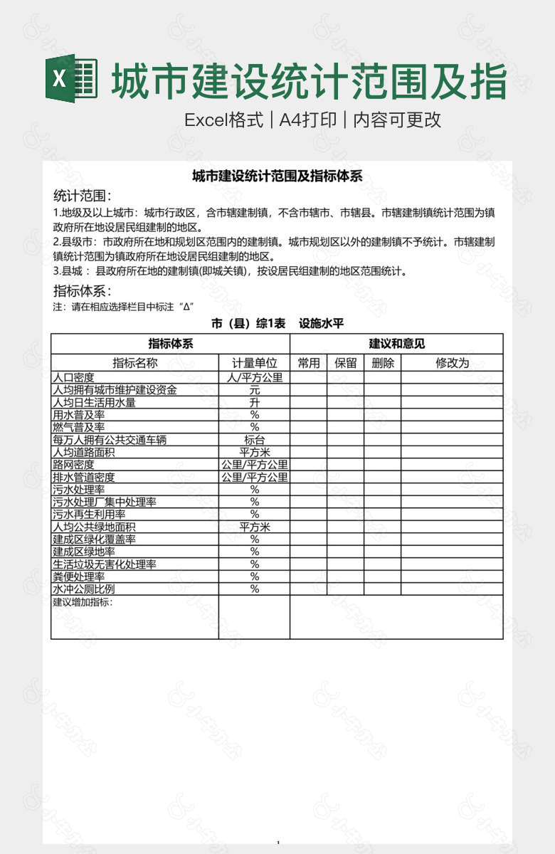 城市建设统计范围及指标体系