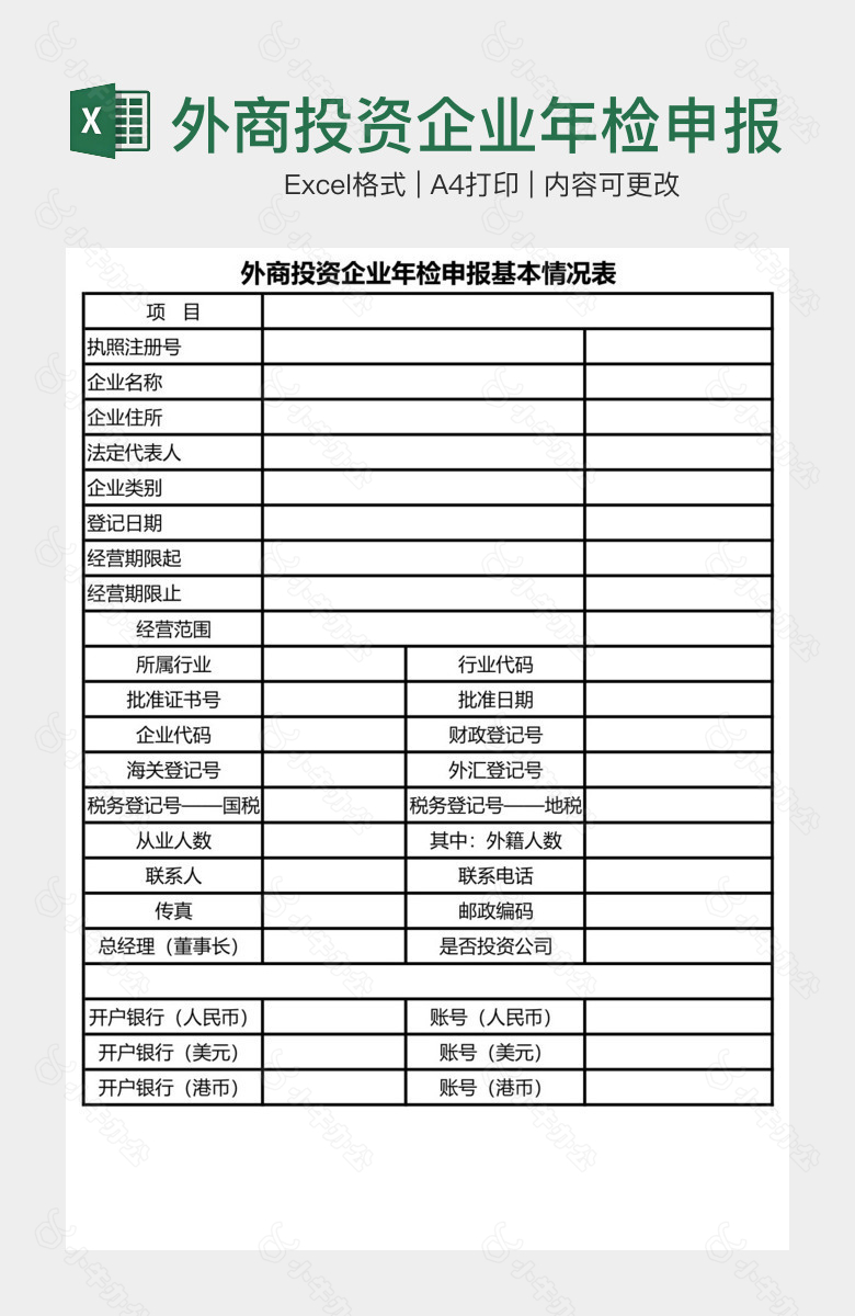 外商投资企业年检申报基本情况