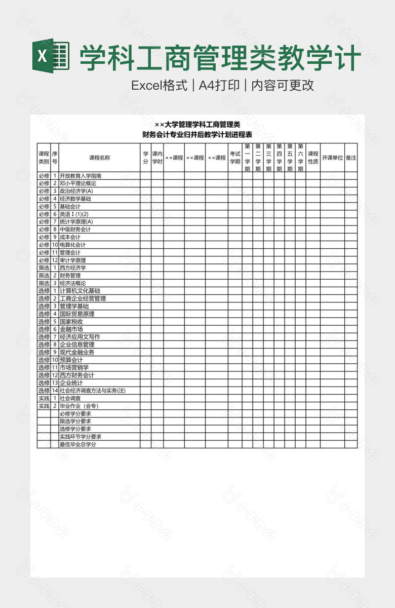 学科工商管理类教学计划