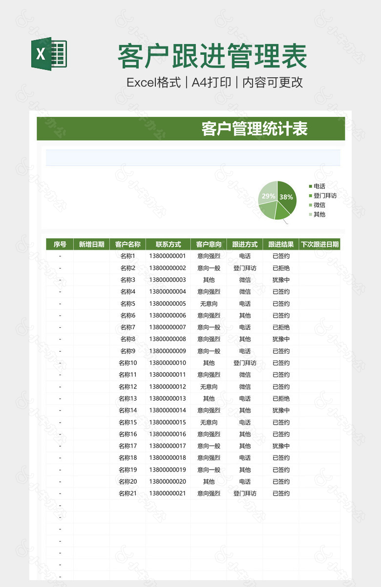 客户跟进管理表