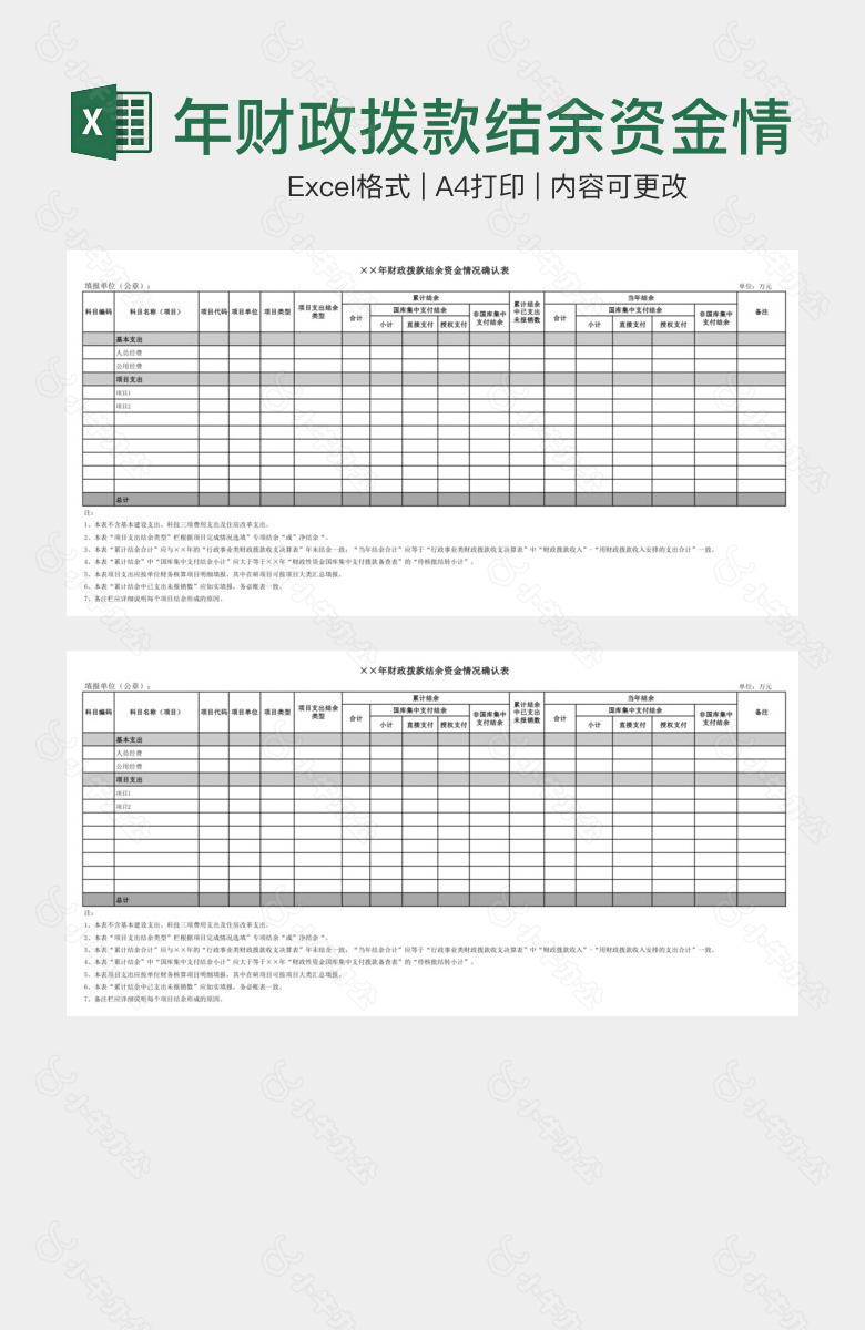 年财政拨款结余资金情况确认表