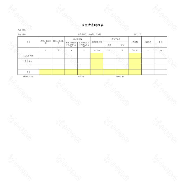 库存现金盘点表自动计算no.2