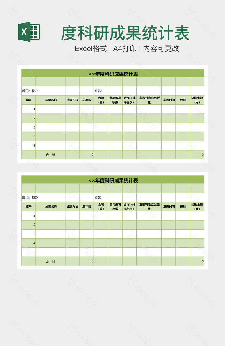 度科研成果统计表