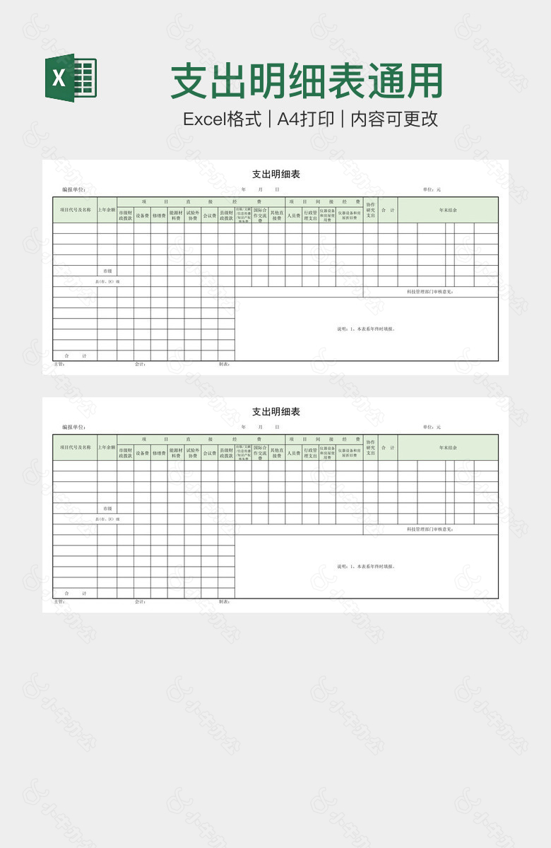 支出明细表通用