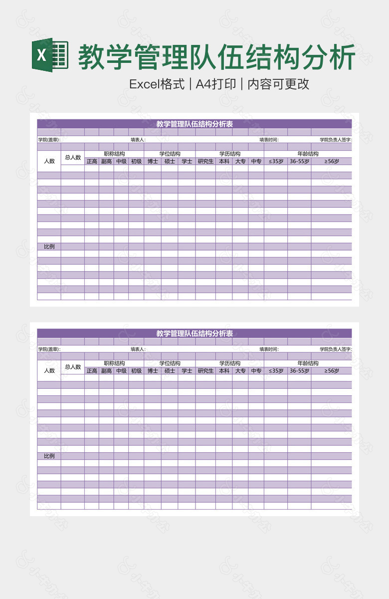 教学管理队伍结构分析表